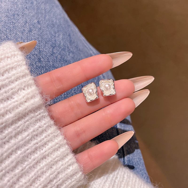 Earring Stud Sweet Cream Small Square XEA1930