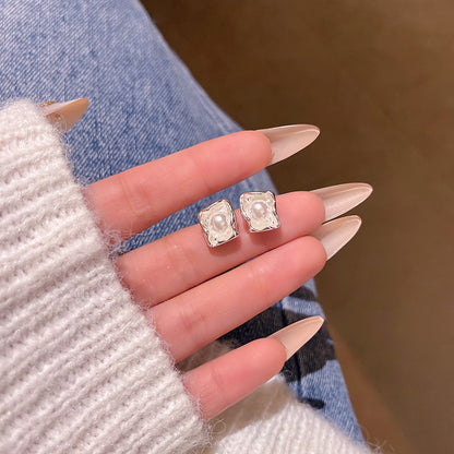 Earring Stud Sweet Cream Small Square XEA1930
