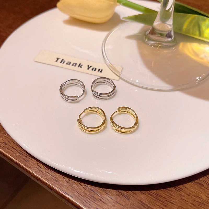 Earring Huggie Light Luxury Niche High End Simple Plain XEA1967