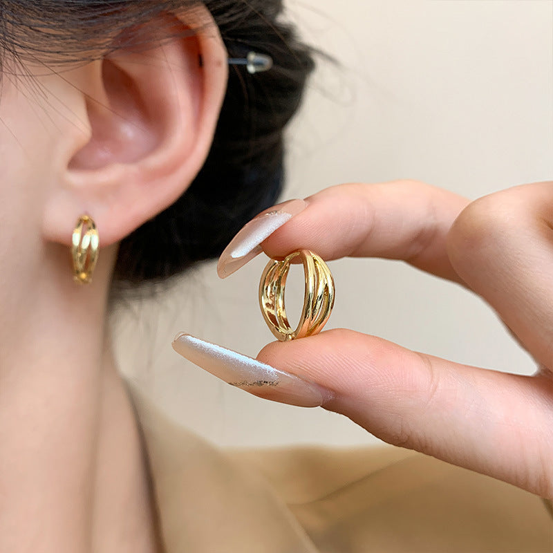 Earring Huggie Light Luxury Niche High End Simple Plain XEA1967