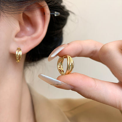 Earring Huggie Light Luxury Niche High End Simple Plain XEA1967