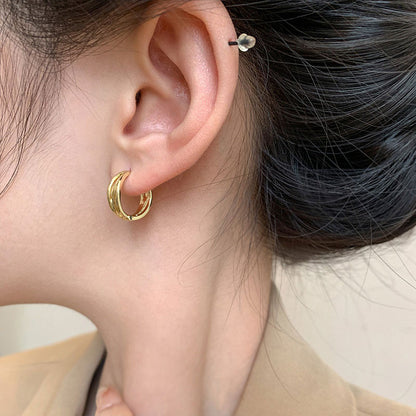 Earring Huggie Light Luxury Niche High End Simple Plain XEA1967