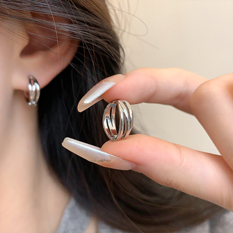 Earring Huggie Light Luxury Niche High End Simple Plain XEA1967
