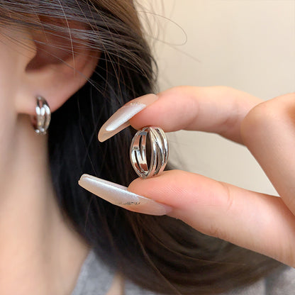 Earring Huggie Light Luxury Niche High End Simple Plain XEA1967