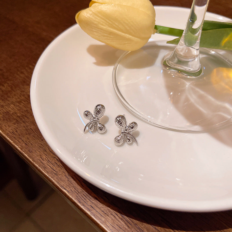 Earring Stud Sweet Temperament Silver Bow XEA1976