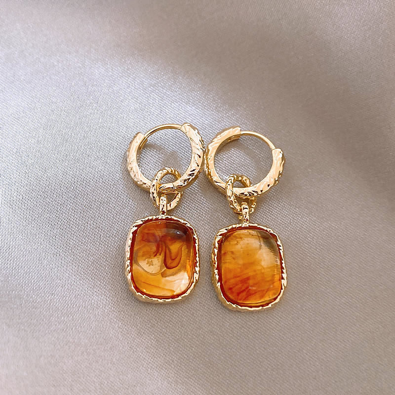 Earring Clip Drop Maillard Amber Halo Square XEA1982