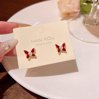 Earring Stud High Grade Ankola Red Butterfly Pearl XEA1985
