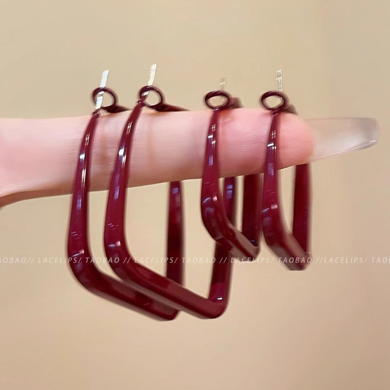 Earring Hoop Light Luxury Niche Encora Red Geometric XEA2020