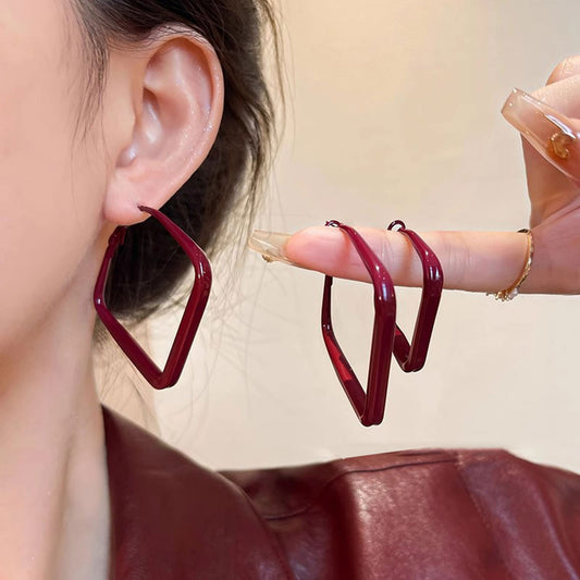 Earring Hoop Light Luxury Niche Encora Red Geometric XEA2020