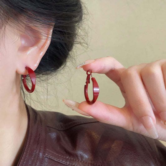 Earring Hoop Light Luxury Niche Encora Red Geometric XEA2025