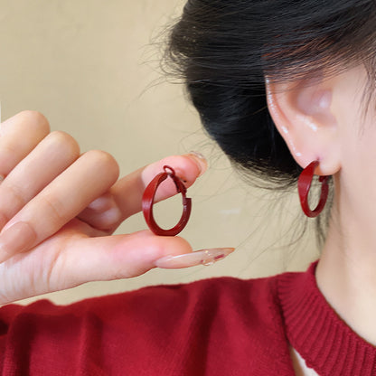 Earring Hoop Light Luxury Niche Encora Red Geometric XEA2025