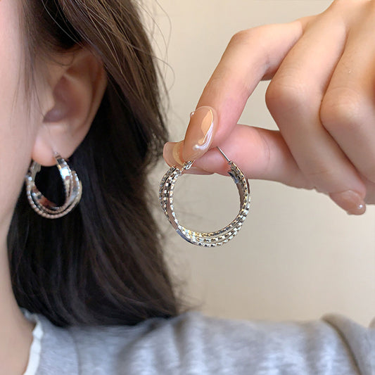 Earring Hoop Wave Multi Layer Ring XEA2038