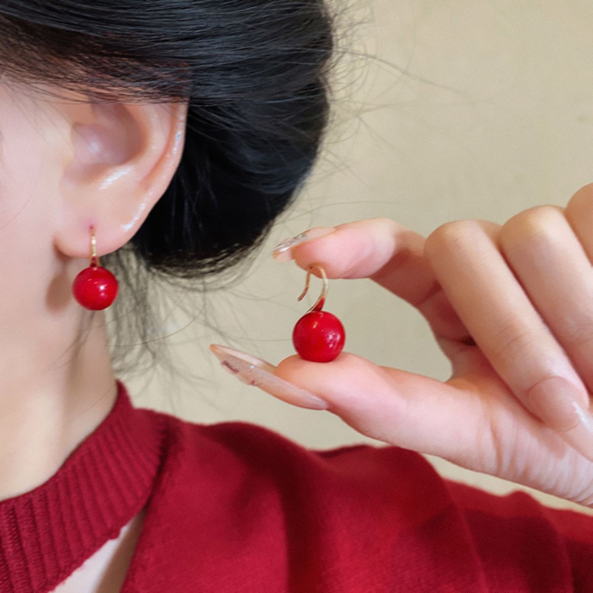 Earring Hook Ankola Red High Heels Pearl XEA2040