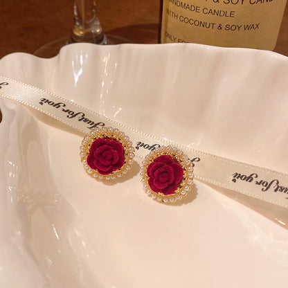 Earring Stud Flocking Ankola Red Rose XEA2057