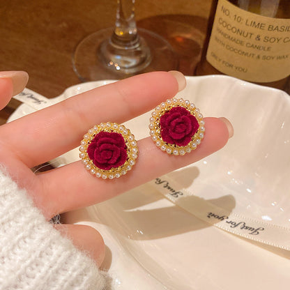 Earring Stud Flocking Ankola Red Rose XEA2057