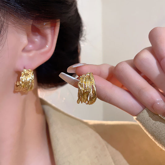 Earring Stud Hollow Multi Layer C Shaped XEA2060