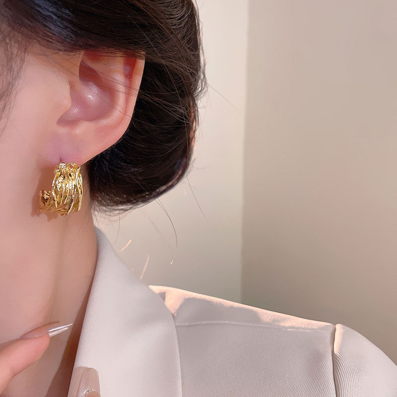 Earring Stud Hollow Multi Layer C Shaped XEA2060