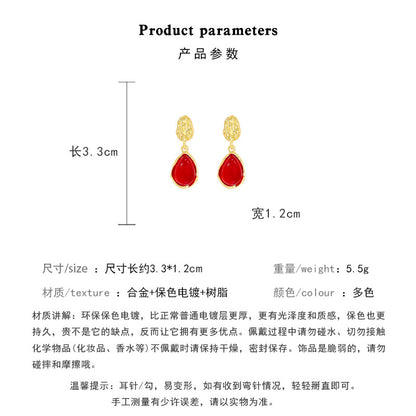 Earring Stud Teardrop Shaped Maillard Tiger Eye Stone XEA2061