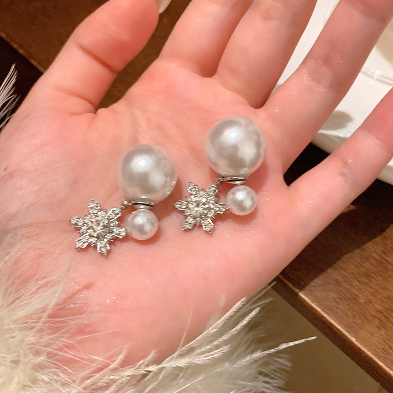 Earring Stud Two Way Super Shiny Full Diamond Snowflake XEA2063