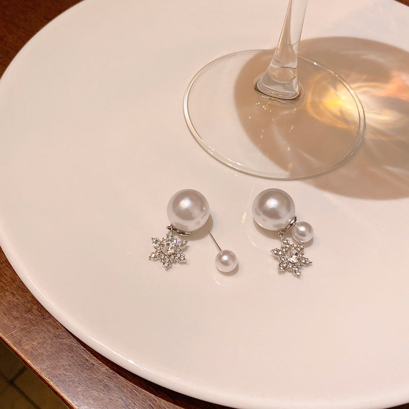 Earring Stud Two Way Super Shiny Full Diamond Snowflake XEA2063