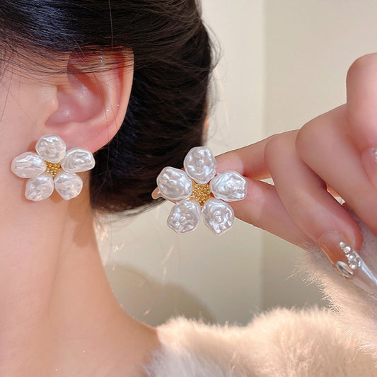 Earring Stud French Retro Pearl Flower XEA2064
