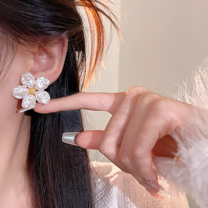 Earring Stud French Retro Pearl Flower XEA2064