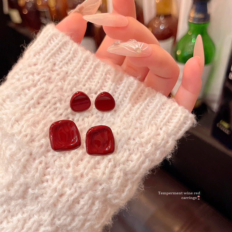 Earring Stud Ankola Wine Red Geometric XEA2080 XEA2081