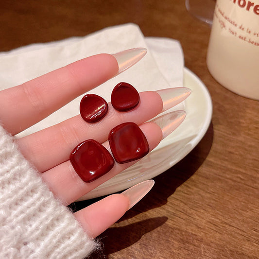 Earring Stud Ankola Wine Red Geometric XEA2080 XEA2081