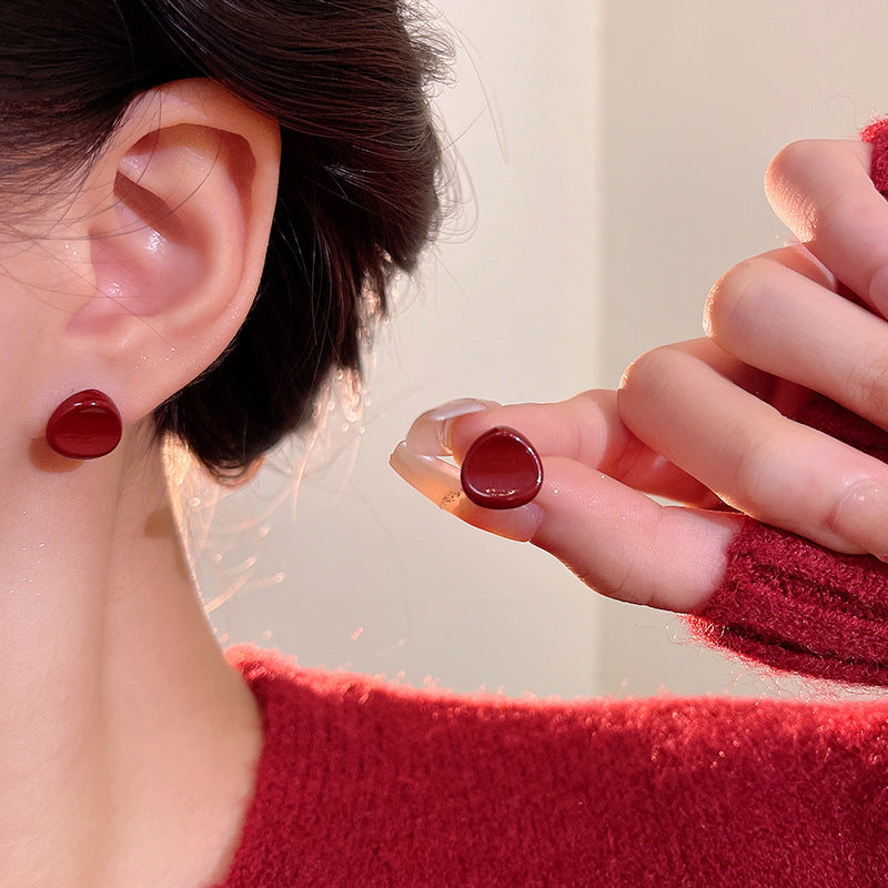 Earring Stud Ankola Wine Red Geometric XEA2080 XEA2081