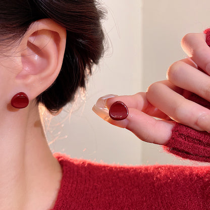 Earring Stud Ankola Wine Red Geometric XEA2080 XEA2081