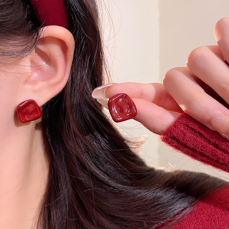 Earring Stud Ankola Wine Red Geometric XEA2080 XEA2081
