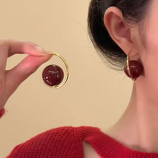 Earring Stud Retro Temperament Big Pearl XEA2093