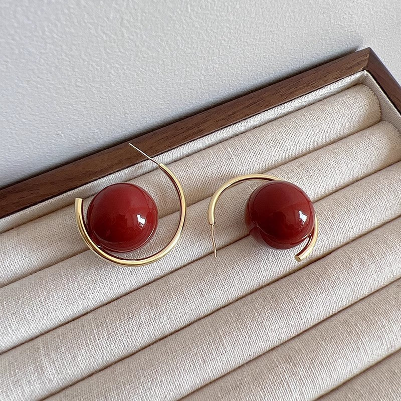 Earring Stud Retro Temperament Big Pearl XEA2093