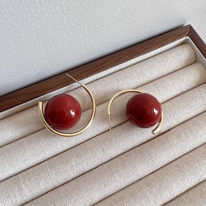Earring Stud Retro Temperament Big Pearl XEA2093