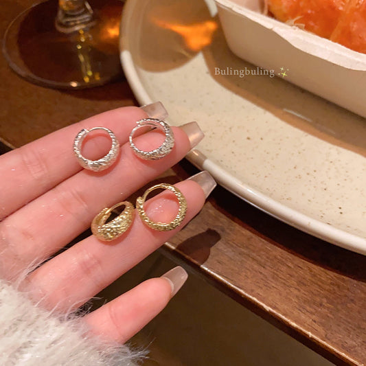 Earring Huggie Light Luxury Niche High End Frosted XEA2189