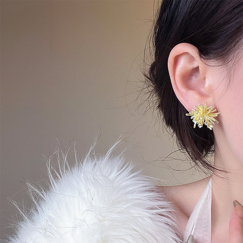 Earring Stud Exquisite Flashing Exaggerated Dandelion Fireworks XEA2215