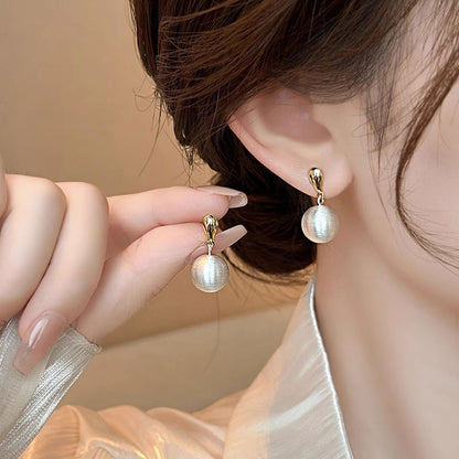 Earring Stud Niche Design Metal Frosted Brushed Ball XEA2218