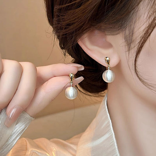Earring Stud Niche Design Metal Frosted Brushed Ball XEA2218