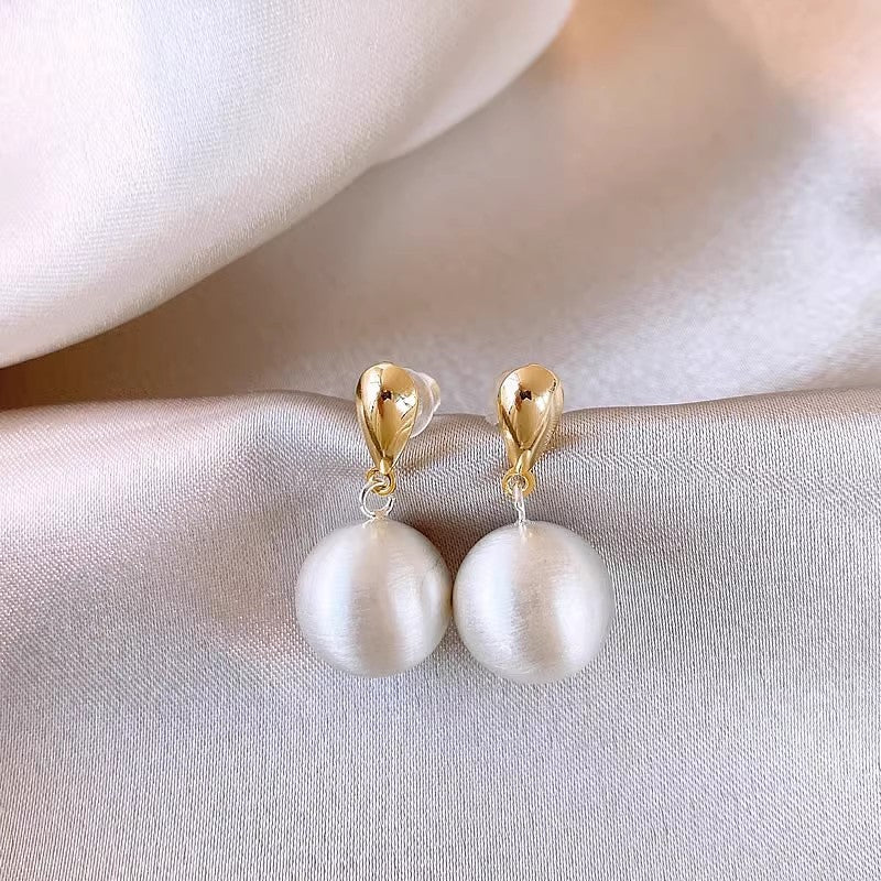 Earring Stud Niche Design Metal Frosted Brushed Ball XEA2218