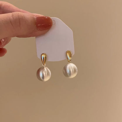 Earring Stud Niche Design Metal Frosted Brushed Ball XEA2218