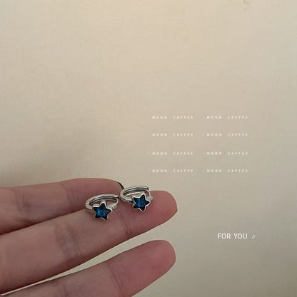 Earring Huggie Elegant Blue Five Pointed Star XEA2241