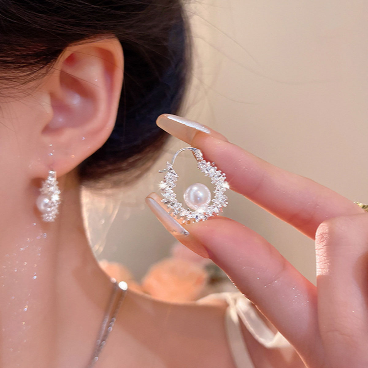 Earring Hoop Cold Style Sparkling Broken Silver Geometric XEA2306