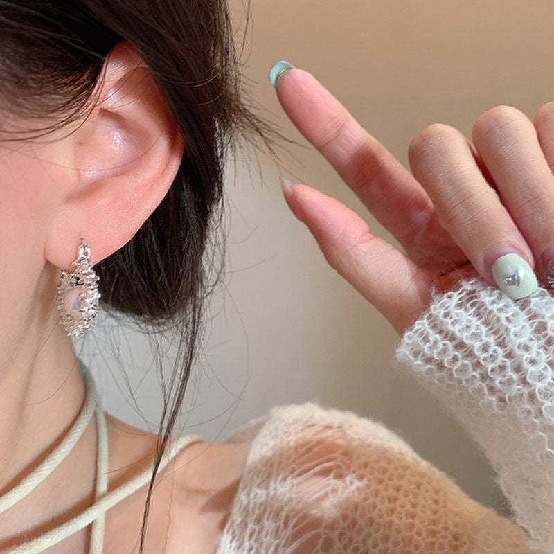 Earring Hoop Cold Style Sparkling Broken Silver Geometric XEA2306