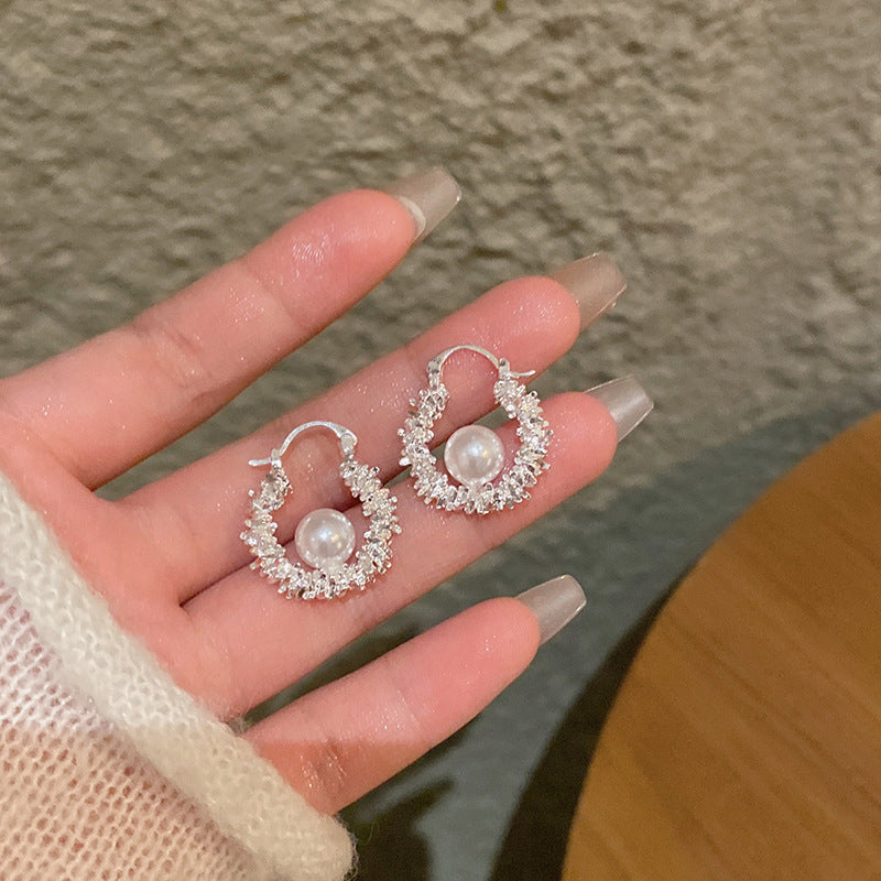 Earring Hoop Cold Style Sparkling Broken Silver Geometric XEA2306