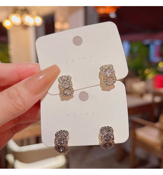 Earring Stud High End Design Blackened C Shaped Zircon XEE5854