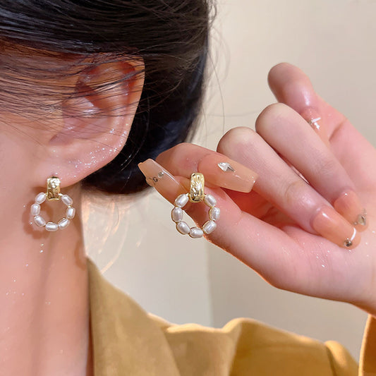 Earring Stud Retro Geometric Pearl XEE5870
