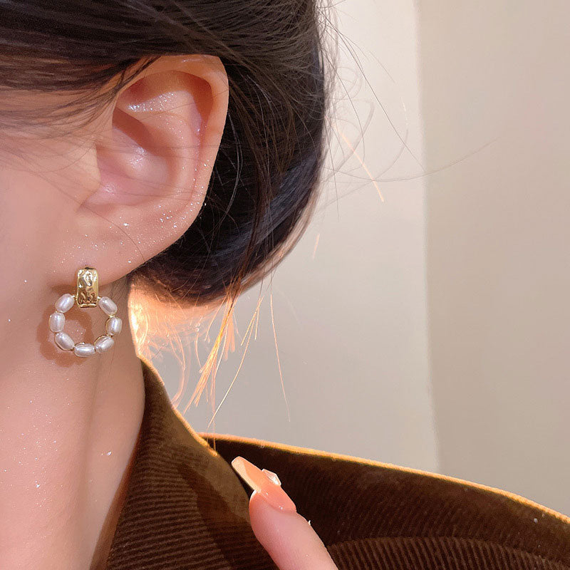 Earring Stud Retro Geometric Pearl XEE5870