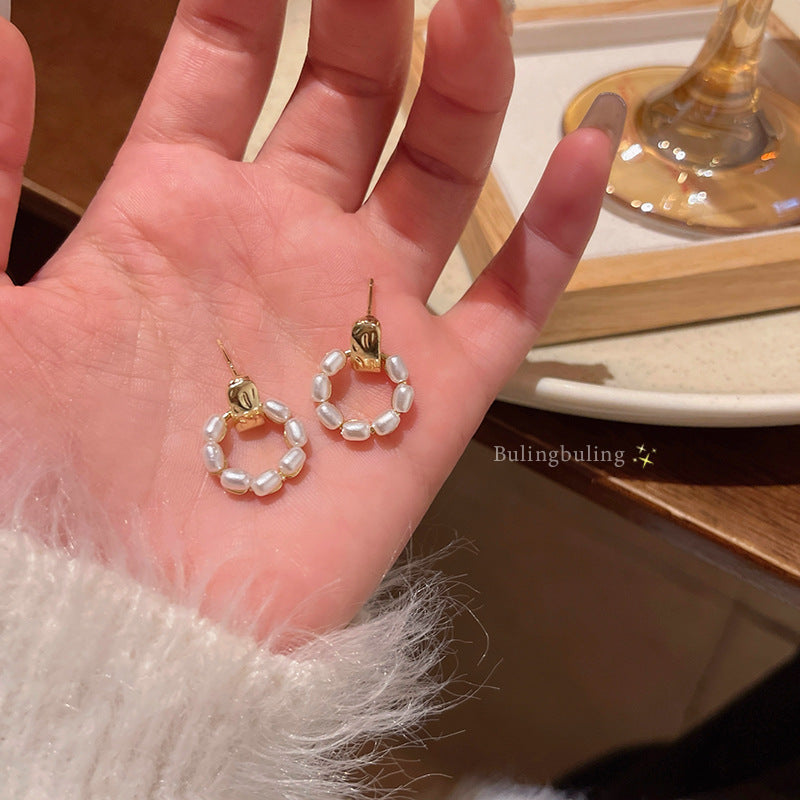 Earring Stud Retro Geometric Pearl XEE5870