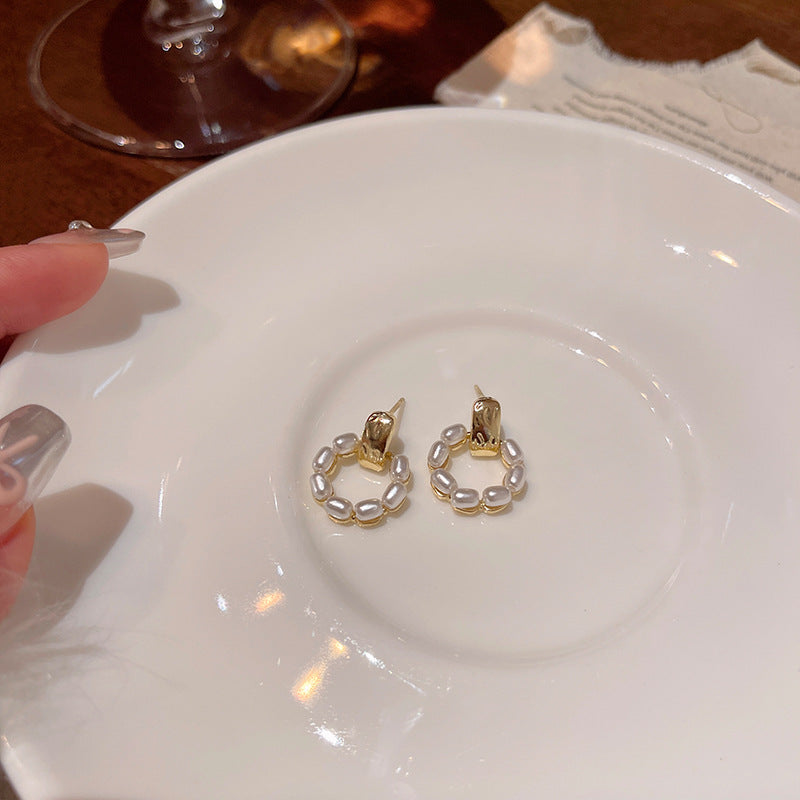 Earring Stud Retro Geometric Pearl XEE5870