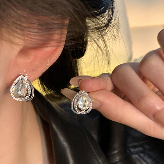 Earring Stud Light Luxury Niche Zircon Teardrop Shaped XEE6257